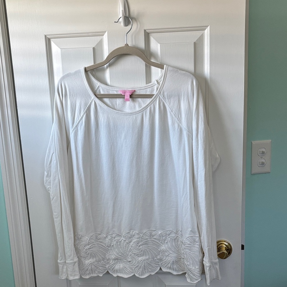 Lilly Pulitzer White Blouse with Lace Detail